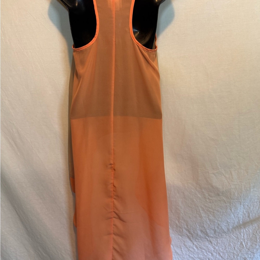 H-4 Pretty Rebellious Cream & Orange Racer Back Sleeveless Hi Lo Tank Top Size M - Picture 7 of 13